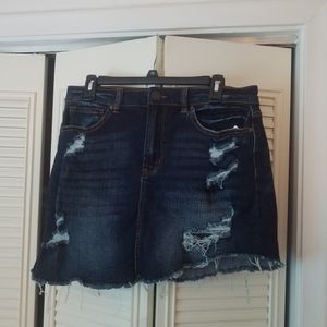 Distressed Denim Skirt